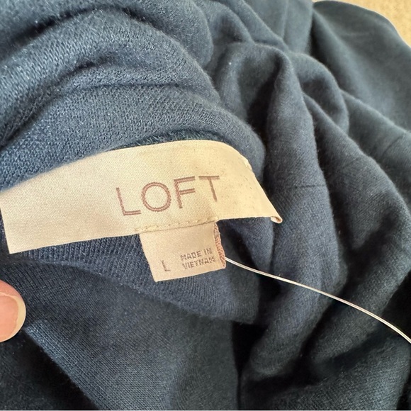 LOFT NWT Blue Cowl Neck Long Sleeve Swing Dress - Picture 7 of 7